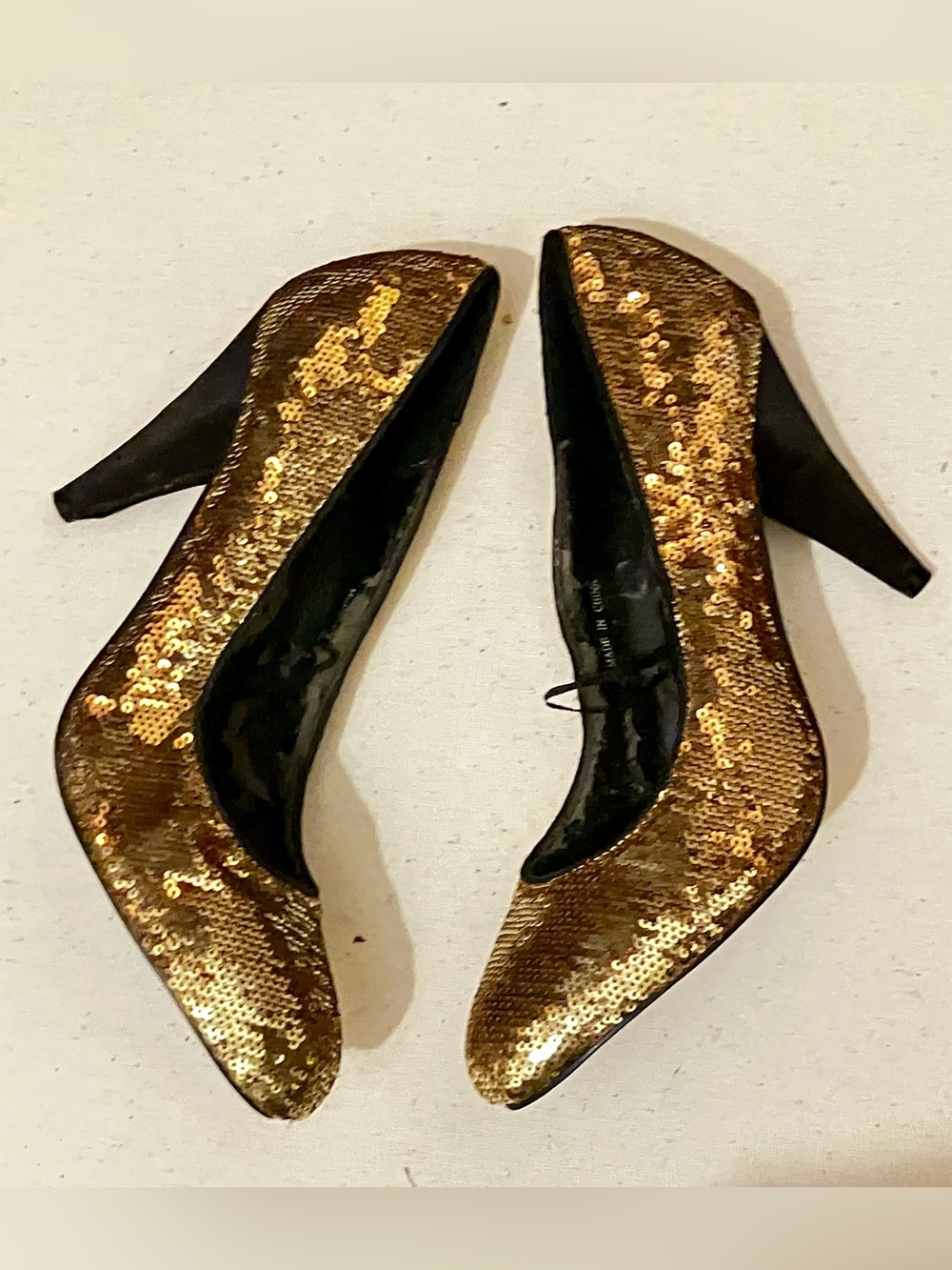 Gold Sequin Women's High Heels size 8